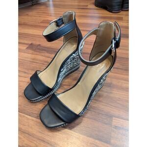 Dolce Vita Hamlet Black Ankle Strap Wedge Sandals - Size 7